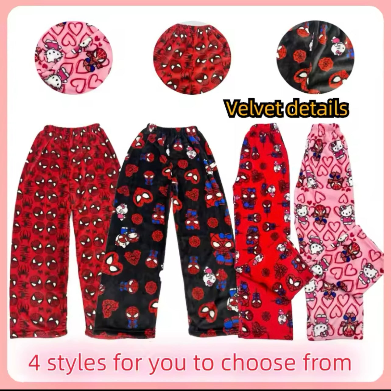 Hello Kitty Spider-man Velvet Loose Pajamas