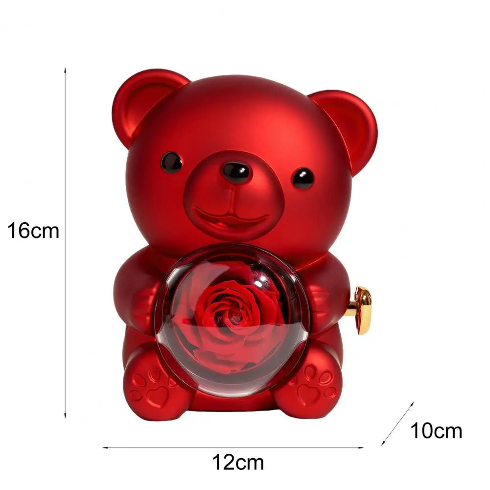 Teddy Bear Gifts Box with Necklace Rotate Rose